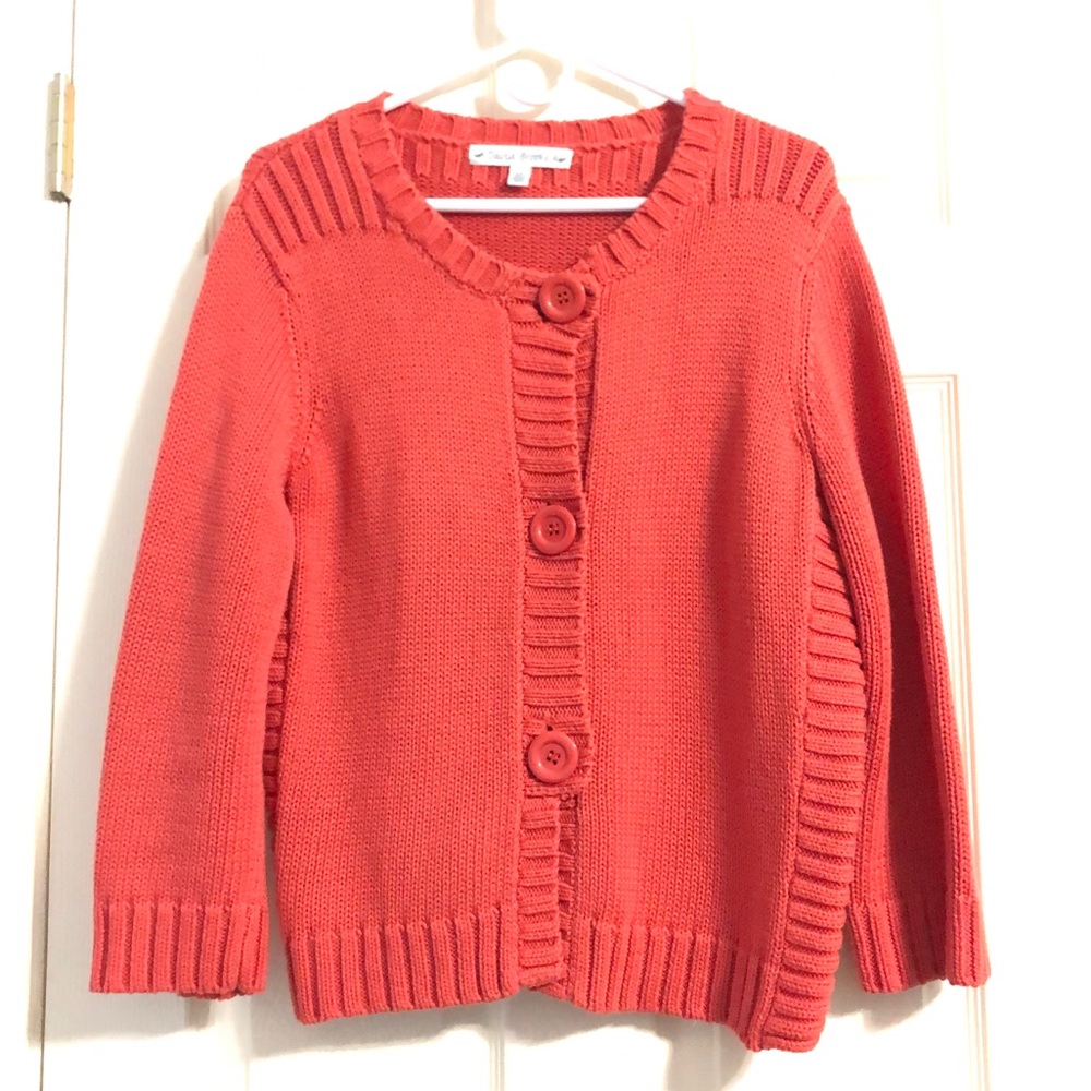 David Brooks Peach Colored Button Up Sweater